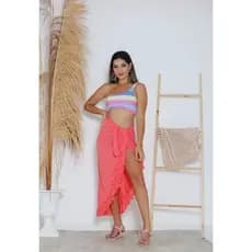 Saia Saída de Praia Páreo Longa Moda Blogueira