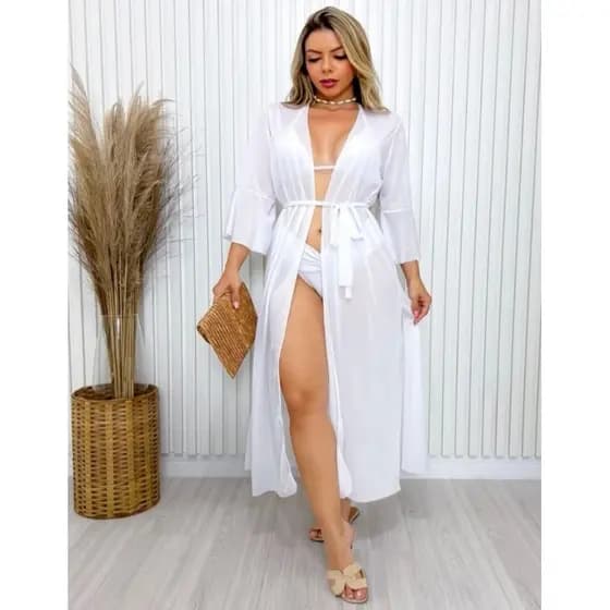 Saida de Praia Longa Modelo Kimono