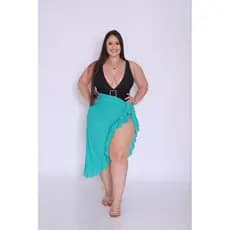 Saída de Praia Plus Size com Fenda e Amarração - Elegância & Conforto no Verão
