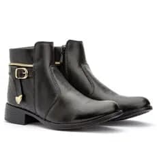 Coturno Feminino Inverno Com Zíper  Bota Cano Médio Trabalho Baladinha