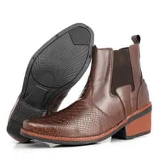 Bota Country Masculina com Elástico Lateral e Bico Quadrado | Estilo Rodeio |Bota Masculina Texana Premium Escamada