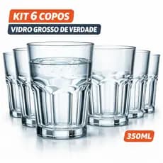 Jogo De Copos Vidro Suco Água Refri Kit C/ 6pcs Vidro Reforçado Importado