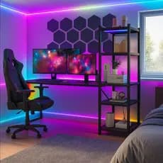 Mesa Escrivaninha Gamer Industrial com Prateleiras Mesa para Computador Home Office Estudo Trabalho