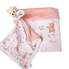 Cobertinha 100x80 e naninha personalizada de bebe