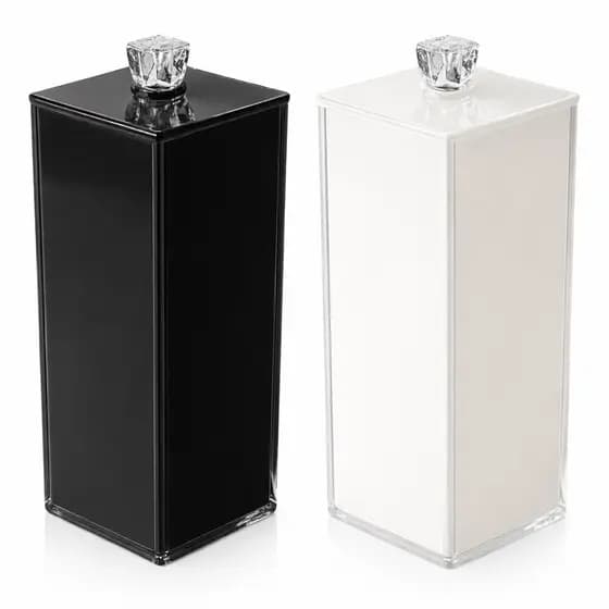 Porta Escova de Dentes Vidro Branco Prefo Com Tampa Luxo 20x7x7cm