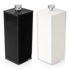 Porta Escova de Dentes Vidro Branco Prefo Com Tampa Luxo 20x7x7cm