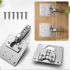 Kit 4 Placas Reparo De Dobradiças de Inox Para Móveis Porta de Armário e Guarda-Roupa de Madeira