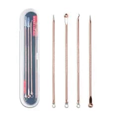 Kit 4 Peças Extrator De Cravos e Espinhas Removedor Acne Espinha Manual cor Rose
