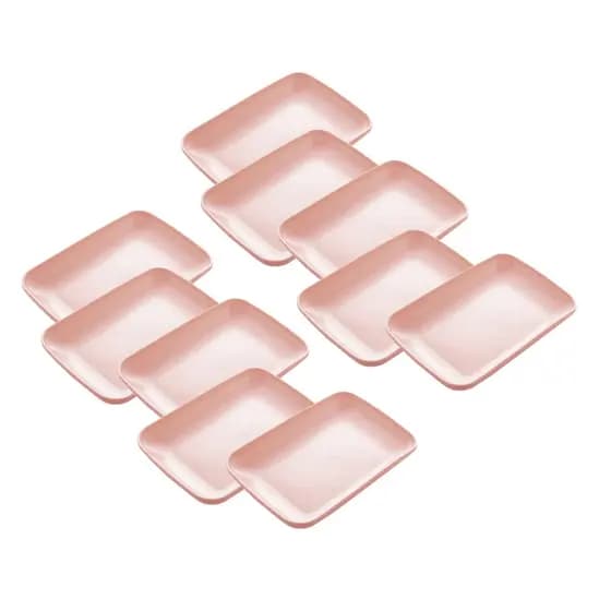 Conjunto Com 10 Travessa Fibra De Bambu Médio 21,5cm Para Porções E Serviço De Mesa Cozinha Bar