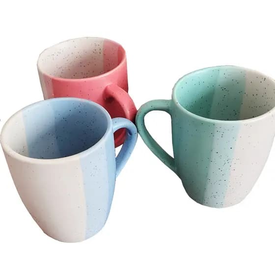 Conjunto Com 03 Canecas De Cerâmica Grande Colorida Com 300ml Xícara Para Café Chocolate Chá