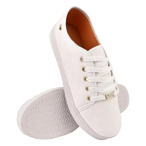 Tênis Escolar Pingente Coração Feminino Sapatenis Branco Confortavel Casual Promoção ENVIO 24HS