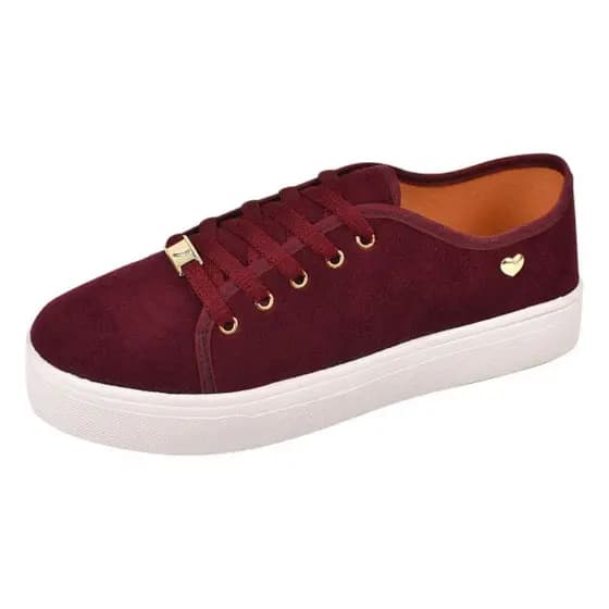 Tênis Escolar Feminino Pingente Coração   Sapatenis Confortável Casual Caminhada ENVIO 24HS