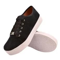 Tênis Calci Fácil Escolar Feminino Sapatenis Preto Casual Leve e confortávell Promoção