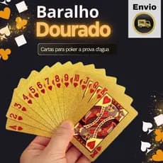 Baralho Dourado Naipes Folheado Cartas Poker Truco A Prova D'agua .