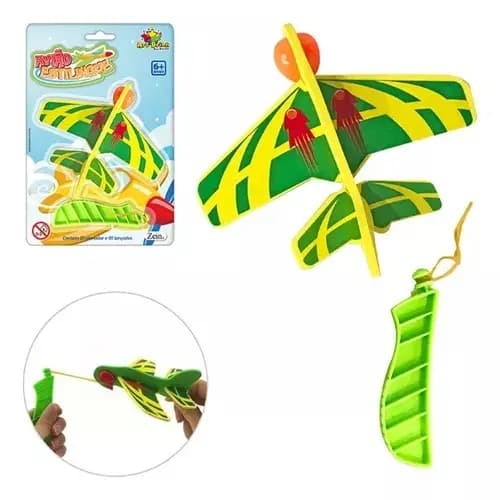 Aviao de  estilingue com Lancador infantil Art Brink brinquedo ao ar livre Brinquedo Raiz