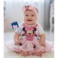 KIT BODY MINNIE ROSA - SAIA TULE E LAÇO