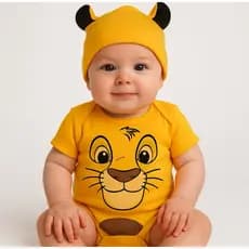 Body bebê- Temático Rei Leão Simba com Touca