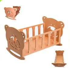 Berço Grande para Bonecas Personalizado Ursinho em MDF 38x22x24