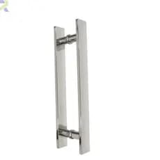 Puxador Para Porta Vidro ou Madeira Alumínio Duplo Barra Chata 60cm