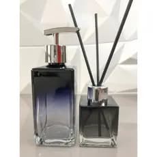 Kit Lavabo Saboneteira e Difusor de Varetas Square Degradê Preto