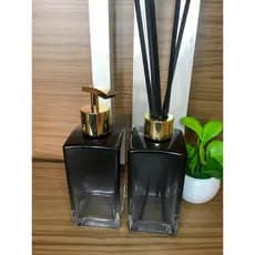 Kit Lavabo De Vidro Saboneteira E Difusor De Ambiente 250 Ml - Gold