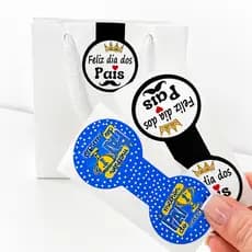Lacre Adesivo Feliz Dia dos Pais  8x3,5cm para Sacolas e Presentes