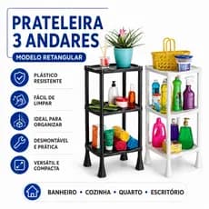 Prateleira Organizadora Retangular 3 Andares Multiuso Banheiro Cozinha Lavanderia Quarto Sala