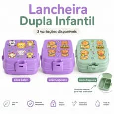 Lancheira Infantil 4 Divisórias Marmita Escolar Capivara Safari Porta Lanche com Compartimentos