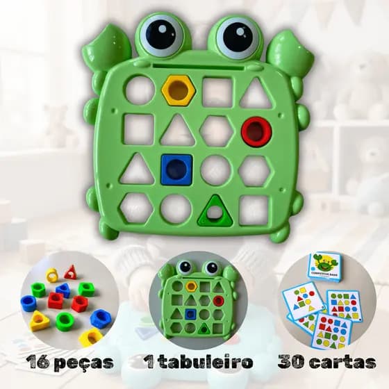 Brinquedo Infantil Jogo De Tabuleiro Caranguejo Encaixar Formas Educativo Pedagógico Montessori Coordenação