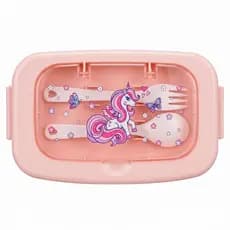 Kit Lancheira Marmita Escolar Infantil C/ Divisória Trava + Talheres Menino Menina