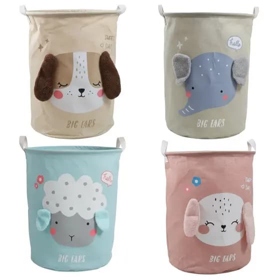 Cesto Roupa Organizador Dobrável Zoológico Animais Impermeável - 60 litros