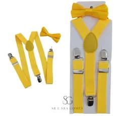 Kit Suspensório Amarelo + Gravata Borboleta Infantil