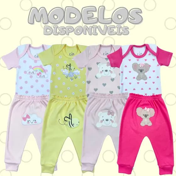 Super Kit Bebê: 2 Bodies + 2 Calças Bordadas – Conforto e Estilo!