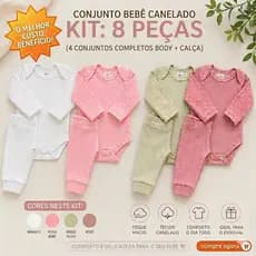 Kit Econômico Bebê 4 Conjuntos Suedine Canelado
