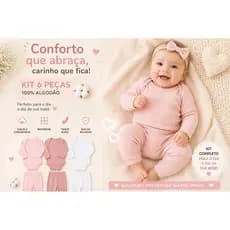 Conjunto Bebê Combo 6 peças Suedine Canelado Calça e Body Enxoval Unissex