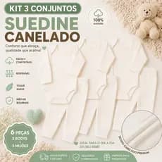 KIT 3 Conjuntos Body e Calça Suedine Premium Canelado 100% Algodão menino e menina para dia a dia e presente