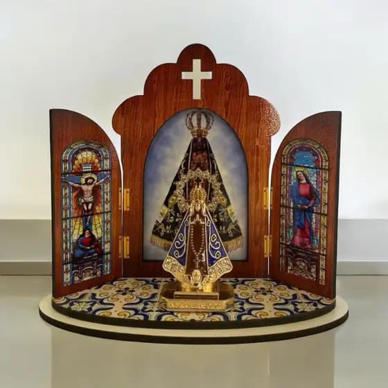 CAPELA em MADEIRA MDF COM IMAGEM NOSSA SENHORA APARECIDA Decoração Religiosa
