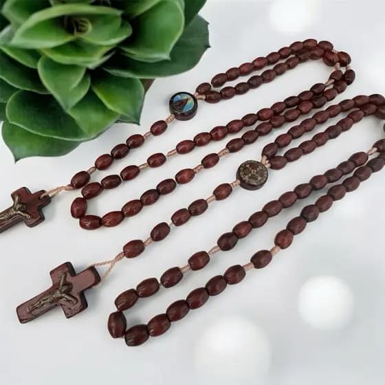 Terço Madeira Nossa Senhora Aparecida e São Bento