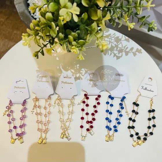 Pulseira Escapulário Folheada Ouro Feminina Nossa Senhora Aparecida