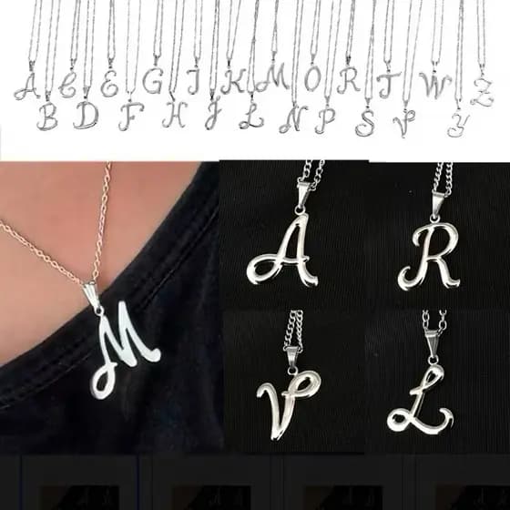 Colar Feminino Aço Inoxidável Letras