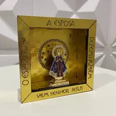 Quadro Nicho Nossa Senhora Aparecida Enfeite Altar Decorativo Religioso 10x10cm