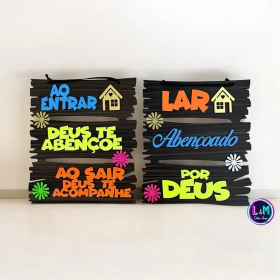 kit 2 Quadros Decorativos AO ENTRAR DEUS TE ABENÇOE AO SAIR DEUS TE ACOMPANHE + LAR ABENÇOADO POR DEUS