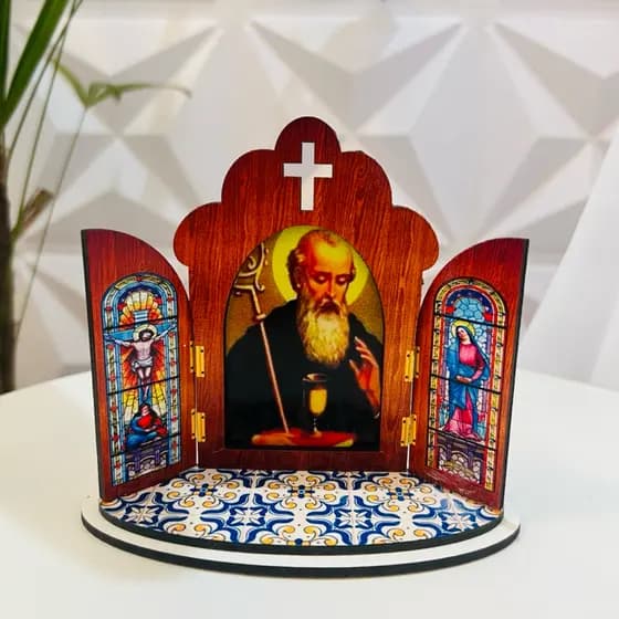 CAPELA Oratório São Bento em MDF Enfeite Decoração Casa