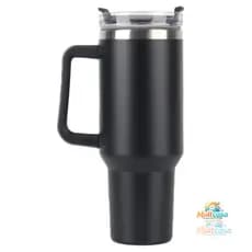 Normal - Copo Caneca (1200 ml) Térmica Inox com Alça e Canudo - Preto