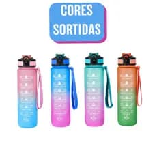Garrafa Motivacional 1 Litro Com Marcador de Horário BPA Free Academia Fitness Cores Sortidas