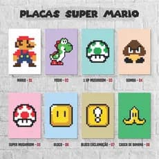 PLACAS DECORATIVAS EM MDF SUPER MARIO 8BIT