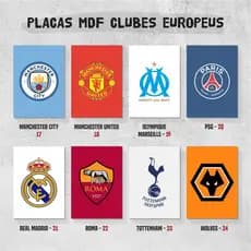 Times Europeus - Placas Mdf Clubes 20x28,5cm