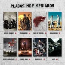 Placa Decorativa em MDF - Seriados  20x28,5cm