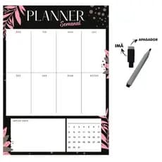 Imã de Geladeira -  Planner Semanal Magnético -  Com Caneta Escreve e Apaga