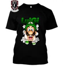 Camisa do Luigi / Mario Bros 100% Algodão